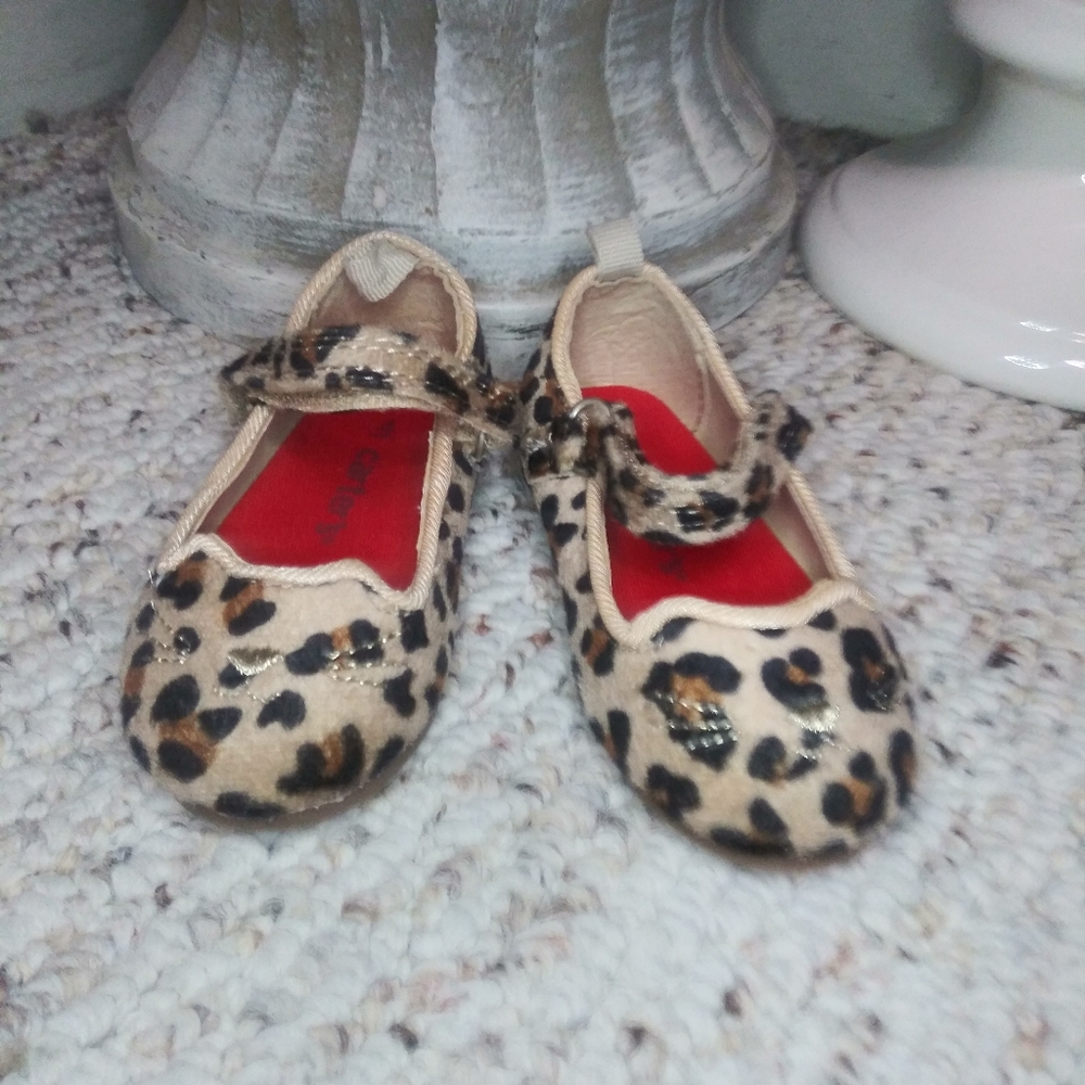 Carter's Embroidered Kitty Face Leopard Print, Toddler Mary Jane Shoes - Picture 2 of 5